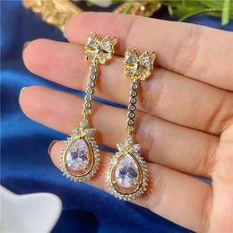 Stud Earrings Water Drop Crystal Rhinestone For Women Gold Silver Colour Luxury Girls Dangle Jewellery Gift Wedding Z717