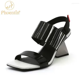 Dress Shoes Phoentin Gothic Open Toe Strap Sandals Strange Style Metal High Heel Woman 2024 Summer Retro Party FT1491