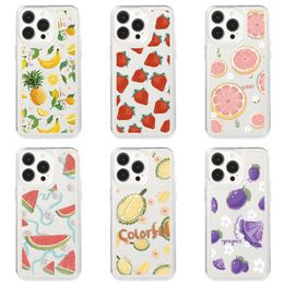 Summer Fruit Pineapple Cases For Iphone 15 Pro Max 14 Plus 13 12 11 Banana Strawberry Watermelon Durian Grape Soft TPU Shockproof Mobile Phone Clear Transparent Cover