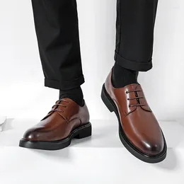 Casual Shoes Simple Men's Genuine Leather Soft Soles Comfortable Business Office Formal Lace Up