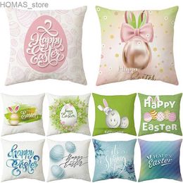 Pillow Case 2022 Happy Easter Decoration For Home Rabbit Eggs case Bunny Supplies Party Favour Gifts 45*45cm Y240407