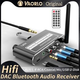 Speakers HIFI Bluetooth 5.2 Audio Receiver Coaxial/Mic/USB UDisk Inout 3.5MM/L R RCA Output Wireless Adapter For KTV Karaoke Car Speaker