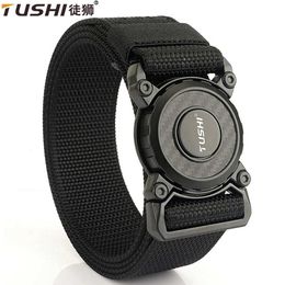 Belts TUSHI Authentic Tactical Belt Quick Release Outdoor Military Belt Soft and Realistic Nylon Sports Accessories Black Belt for Men and Women Q240401