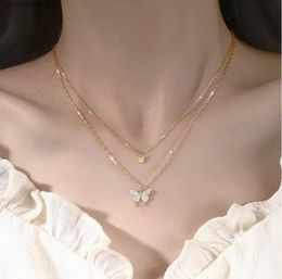 Pendant Necklaces Delysia King 2021 Double Butterfly Necklace Clavicle ChainL2404