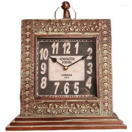 Table Clocks Retro Wrought Iron Desk Clock Home Desktop Distressed Pendulum Living Room And Furnishings