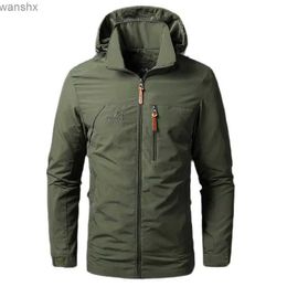 Giacche da uomo Giacche da uomo Giacca militare impermeabile con cappuccio Giacca a vento Sport da campeggio all'aperto Cappotto elastico Abbigliamento maschile Cappotto sottileL2404