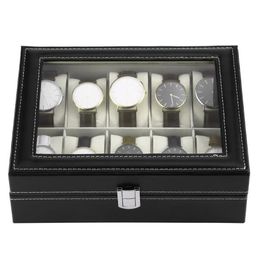 Watch Boxes & Cases 10 6 Grids Wristwatch Box Holder PU Leather Watches Display Rectangle Jewellery Storage High Quality272l