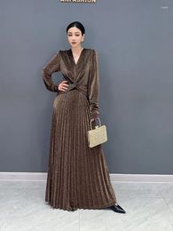 Casual Dresses SuperAen 2024 Winter Korean Style Design Fashionable Waist Wrap Maxi Dress For Women