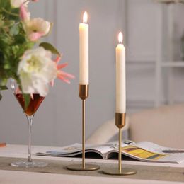 Candle Holders Gold Metal Candlestick Taper Stand Home Desktop Decor For Valentine's Day