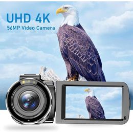 Nehmen Sie atemberaubende 4K-Videos mit dieser 56-MP-Vlogging-Kamera auf!WLAN-fähig, um 270° drehbarer Touchscreen, Nachtsicht, 16-facher Digitalzoom, dreifarbiges Fülllicht – perfekt für Sie