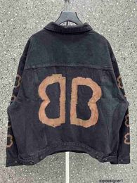 Designer High version B family 2024 BB graffiti denim jacket custom woven and dyed fabric loose fit for both men and women Z7C3