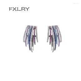 Dangle Earrings FXLRY High Quality Multicolor Black Gold Color Micro Pave CZ Stone Geometric Half Round Circle Hoop For Women Jewelry