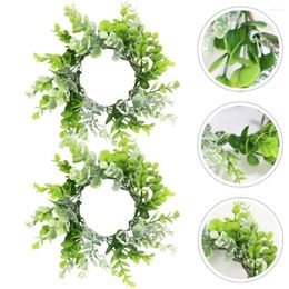 Decorative Flowers 2 Pcs Artificial Garland Holiday Votive Holders Ring Household