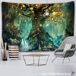 Tapestries Year Tapestry Christmas Decoration Forest Mushroom Decor Large Wall Hanging Nature Hippie Home