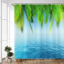 Shower Curtains Sea Beach Wave Coconut Tree Summer Ocean Scenery Bathroom Curtain Fabric Polyester Bath With Hooks