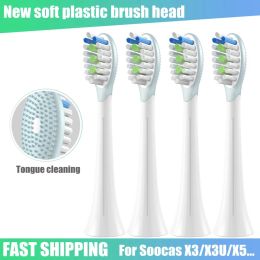 Components New Replacement Toothbrush Heads for Soocas X1 X3u X5 V1 Sonic Electric Tooth Brush Dupont Soft Bristles Tongue Cleaning Nozzle