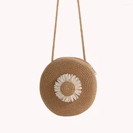 Shoulder Bags Straw Woven Messenger Bag Circle Summer Beach Round Rattan Cross Body Handbags Leisure Single Streetwear