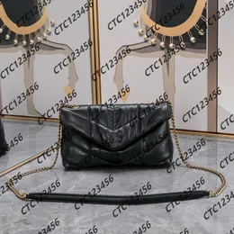 High quality Luxury Handbag Shoulder Bag Designer Seam Leather Ladies Metal Chain Black Clamshell Messenger Chain Bags