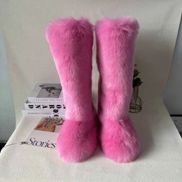 Boots Winter New Female Long Snow Boots Fur Boots Imitation Fox Fur Warm Cotton Boots And Kneehigh Cotton Shoes 2023 Women's Shoes