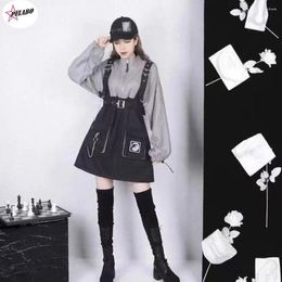 Casual Dresses PULABO Vintage Women Gothic Punk Lolita High Waist Long Sleeve Hat Collar Sexy Gry Black Girls Mini Clothes Female