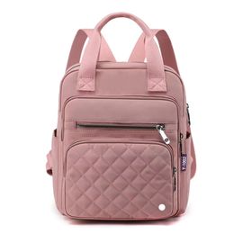 New nylon backpack Europe and the United States carrying women's gym bag diamond check embroidery line shoulder small square bag fashion leisure hand backpack
