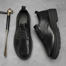 Dress Shoes Men's Fall 2024 Casual Board Slip-on Leather Black Boys Work Fashion