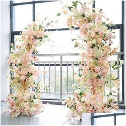 Wedding Decorations 2Pcs Decoration Artificial Flower Plant Rattan Stand Welcome Balloon Arch Props Metal Backdrop Baptism Stage Bac Dh5Q4