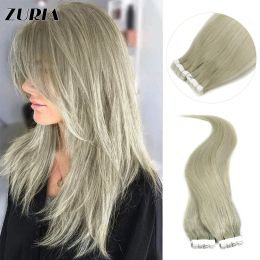 Extensions Extensions Extensions ZURIA 16'' Straight Mini Tape in Human Hair Extensions Real Blonde Invisible Skin Weft Adhesive Women Natur