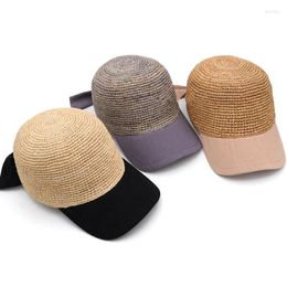 Ball Caps 202403-gaoda-yashe Summer Sun Protecti Handmade Raffia Grass Cloth Brim Sport Leisure Bowknot Lady Baseball Hat Women Visors Cap