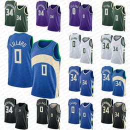 Mens Youth Giannis Antetokounmpo Damian Lillard Basketball Jersey Ray Allen Brook Lopez Bobby Portis Jr Jerseys Shirts Kids 2023 2024 City 0 34