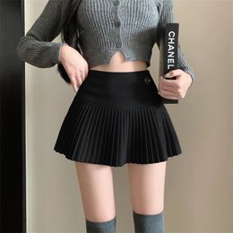 Fashion Woolen Pleated Skirts Women Korean Chic Sexy High Waist ALine Y2K Summer Solid Preppy All Match Mini 240401