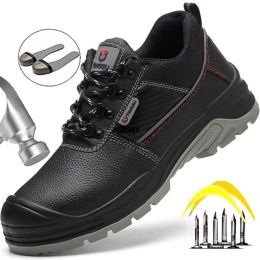 Boots Split Leather Men Safety Shoes Antistatic Work Shoes with Steel Toe Man Waterproof Work Safety Boots Construction Protect Boots