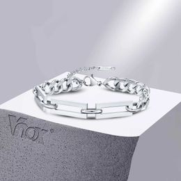 Chain Vnox Simple Paperclip Chain Bracelets for Men Anti Allergy Stainless Steel Cuban Link Chain Wristband Gifts to Dad Father BFF Q240401