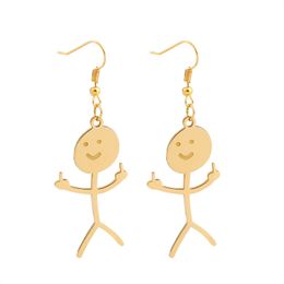 Funny Doodle Charm Earrings For Women Hip Hop Fxck You Middle Finger Hand Gesture Character Earring Wedding Party Jewelry gift