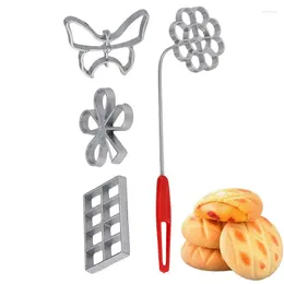 Baking Tools Bunuelos Mould 4pcs Cookie Moulds With Handle Detachable Kitchen Gadgets For Fried Dumplings Shrimp Cakes