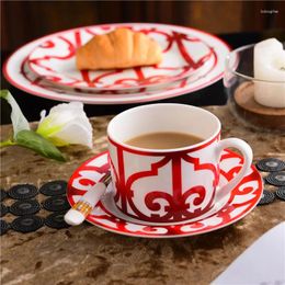 Cups Saucers High Grade Bone China Red Ceramic Coffee Cup Tea Set Animal Tableware Wedding Housewarming Gift