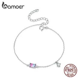 Chain Bamoer 925 sterling silver synthetic tourmaline bracelet suitable for women exquisite Jewellery fashionable adjustable BSB092 Q240401