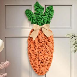 Decorative Flowers 2024 Easter Carrot Wreath Ornament DIY Hanging Pendants Happy Party Decoration For Home Kids Gift