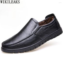 Casual Shoes Mens Loafers Genuine Leather Men Ankle Boots For Male Snow Black Zapatillas Hombre