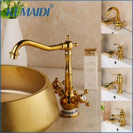 Bathroom Sink Faucets KEMAIDI Arrival Gold Basin Faucet Finish Brass Mixer Tap With Ceramic Torneiras Para Banheiro