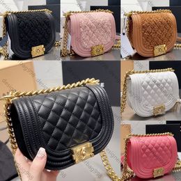 High quality designer bag women luxury crossbody bag messenger bag chain lychee pattern embossing cowhide golden metal Saddle bag Half moon bag Shoulder bag