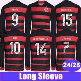 2024 25 Flamengo Mens Long Sleeve Soccer Jerseys GABI PEDRO DE ARRASCAETA L.ARAUJO FABRICIO B. EVERTON GONCALVES Home Football Shirts