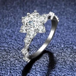 Cluster Rings 5ct D Color Real Moissanite Diamond Luxury Sunflower Ring PT950 Platinum Wedding Band Fine Jewelry For Women MR053