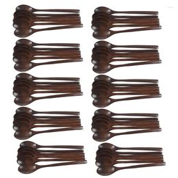 Coffee Scoops Wooden Spoons 60 Pieces Wood Soup For Eating Mixing Stirring Cooking Long Handle Spoon