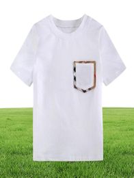 Summer Boys Girls TShirt Baby Round Neck ShortSleeved Tshirts Plaid White Cotton Simple Tshirt Kids Casual Tops Tees S4710880