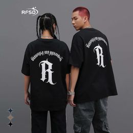 RFSD Men's Wear | 2023 Spring/Summer New Short Sleeve 230G Oversize Shoulder Drop Men's And Women's Printed Short Sleeve T-Shirt Trendy