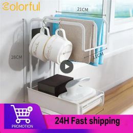 Kitchen Storage Sink Drain Rack Wall-mounted No Punching Desktop Around The Wall Shelf Strong Bearing Capacity