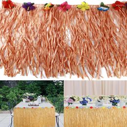 Table Skirt Creative Hawaiian Plasticable Skirts Home Picnic Birthday Party Luau Flower Grass Garden Wedding Decoration Supplies