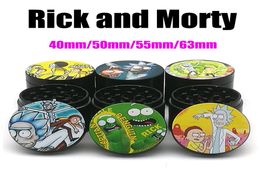 New Zinc Alloy Dry Herb Grinders Cartoon Type Grinders 40505563mm 4 Layers 15 Colourful patterns Tobacco Spice Cursher Metal Gri4467753