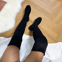 Boots 2024 Women's Slim Elastic Black Simple Casual Socks Spring And Autumn Large Long Tube